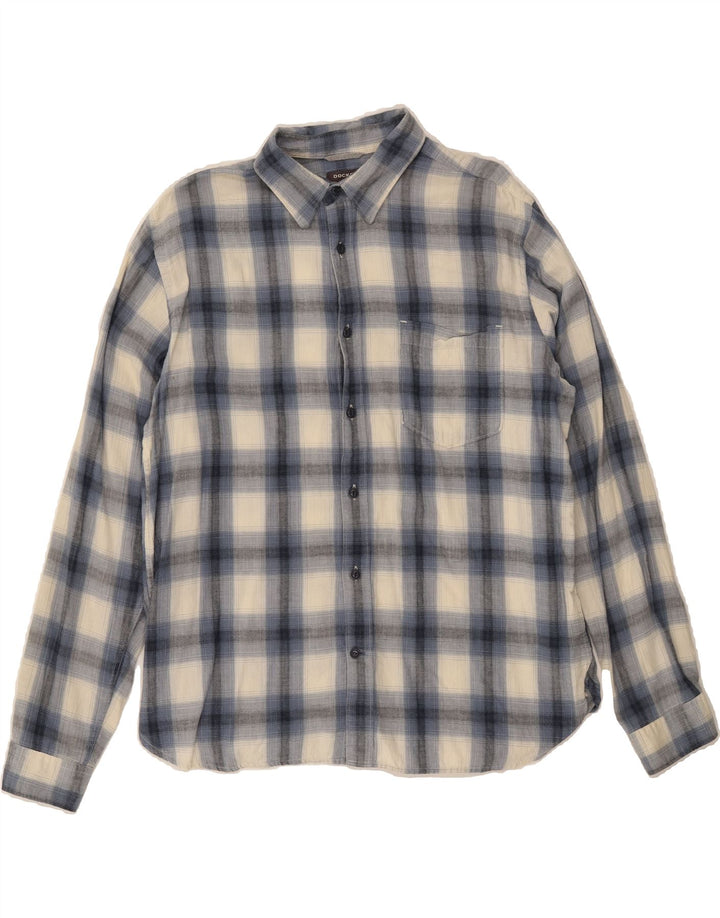 DOCKERS Mens Shirt Large Blue Check Cotton Vintage Dockers and Second-Hand Dockers from Messina Hembry 