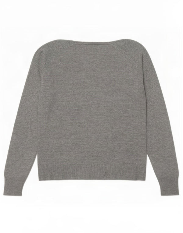 Zara Womens Oversized Crew Neck Jumper Sweater UK 14 Medium Grey Viscose