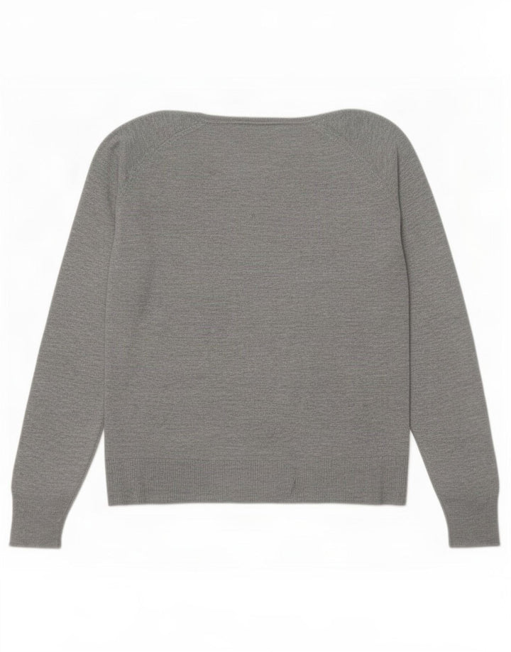 Zara Dame Oversized Crew Neck Jumper Sweater UK 14 Medium Grey Viscose
