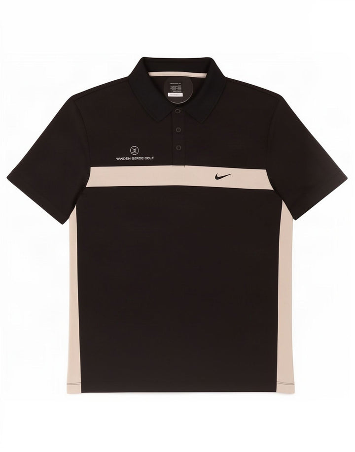 Nike Polo Shirt til mænd UK 42/44 Large Black Colourblock Polyester