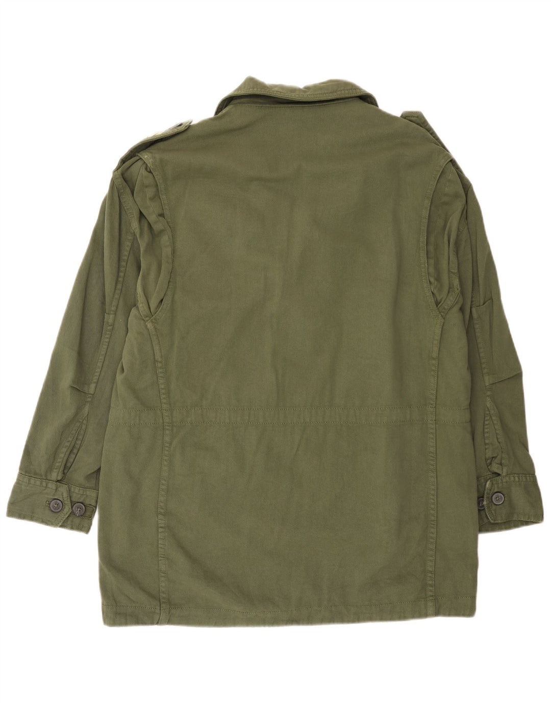 Zara Dame Military Jacket UK 16 Stor Khaki Bomuld
