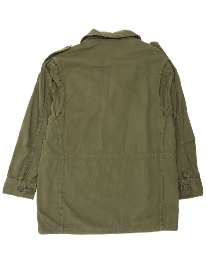 Zara Dame Military Jacket UK 16 Stor Khaki Bomuld