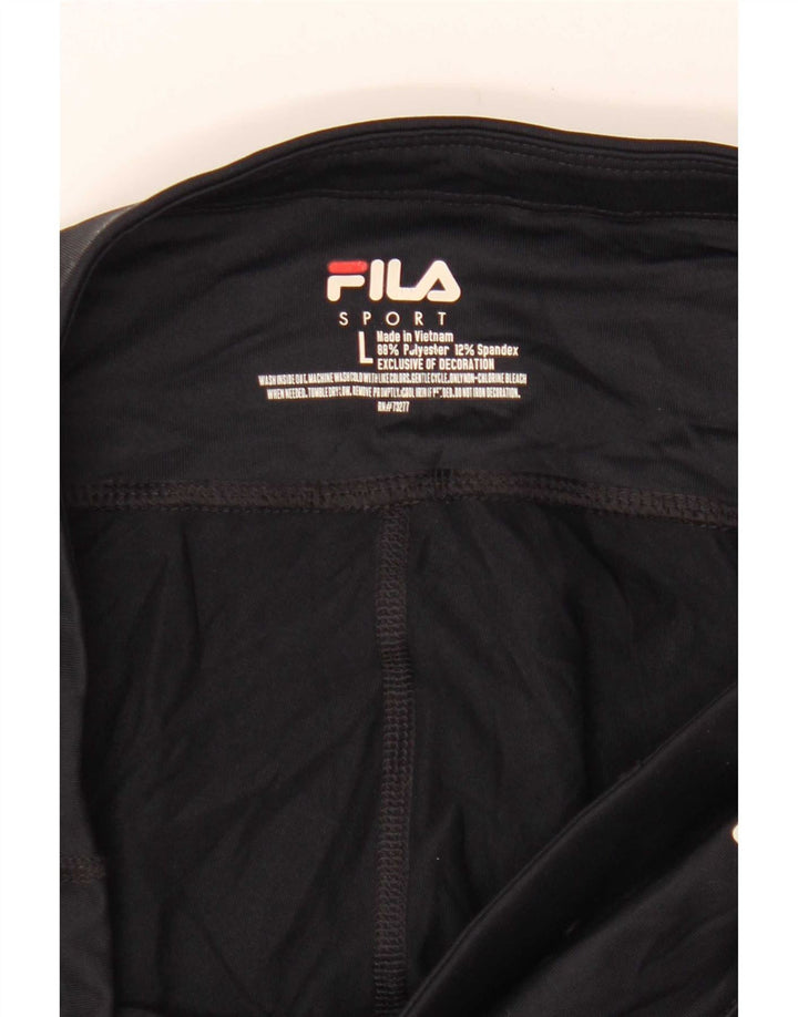 Fila Dame Capri Leggings UK 14 Large Black Colourblock Polyester