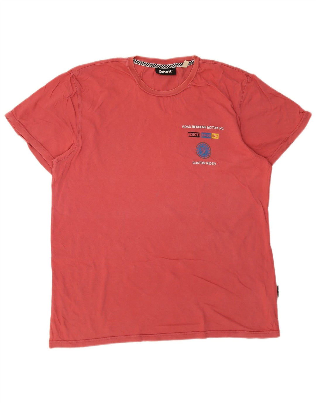 Schott Herre grafisk T-shirt Top Stor Pink Bomuld