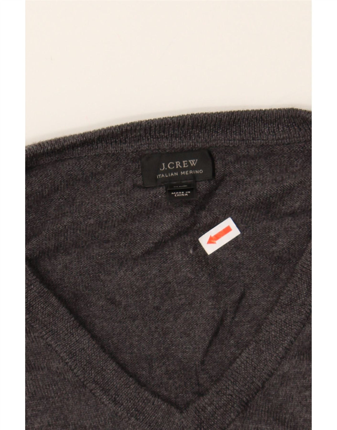 J. CREW Mens V-Neck Jumper Sweater XL Grey Merino Wool Vintage J. Crew and Second-Hand J. Crew from Messina Hembry 
