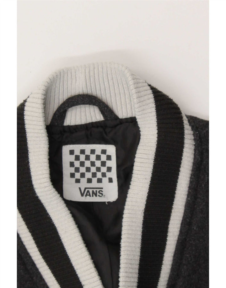 Vans Dame Grafisk Varsity Jacket UK 14 Medium Grey Colourblock Uld