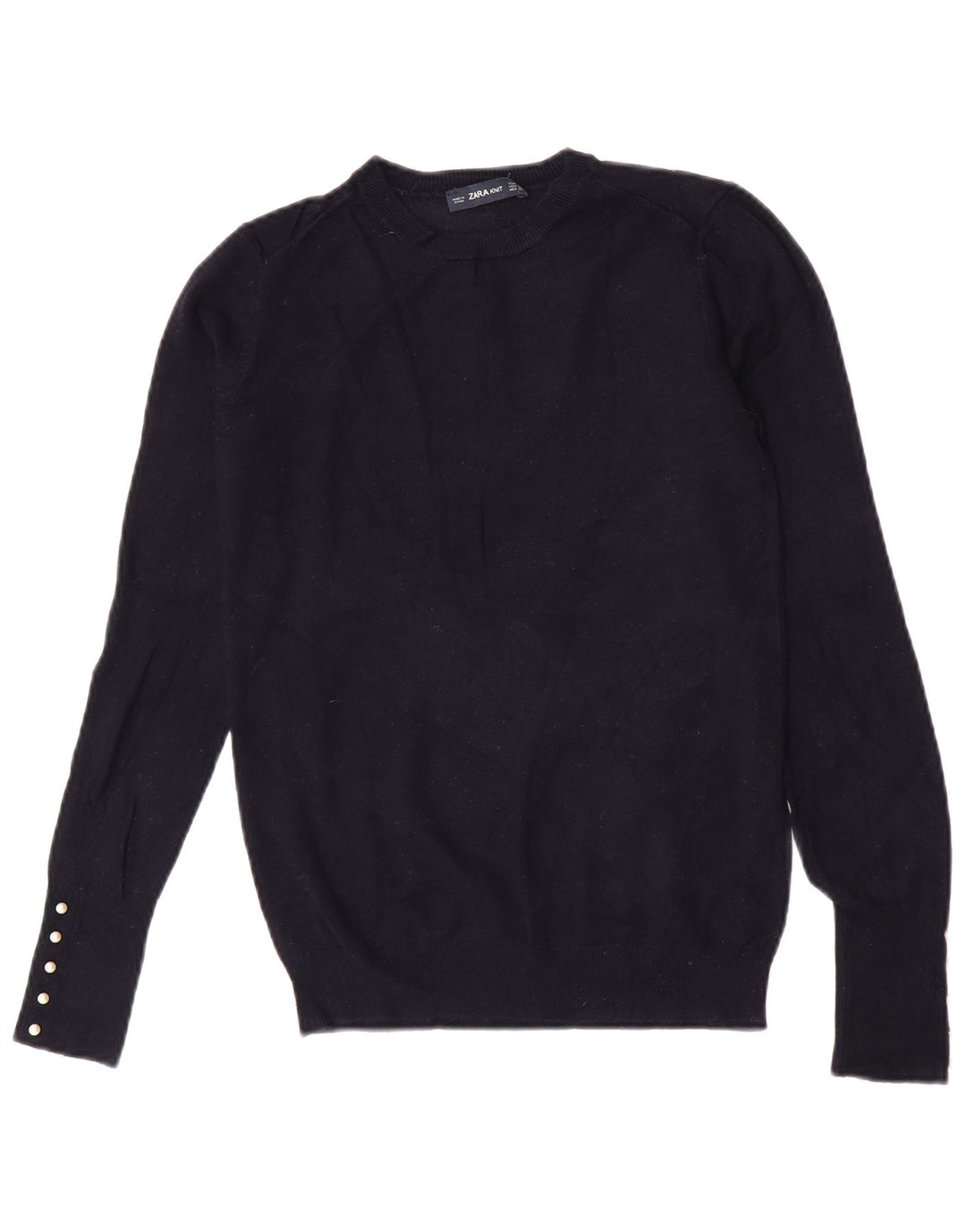 Zara Dame sweater med rund hals DK 12 Medium Navy Blue Viscose
