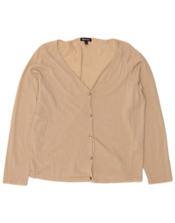 Rohan Dame Cardigan Sweater UK 16 Stor Beige Uld