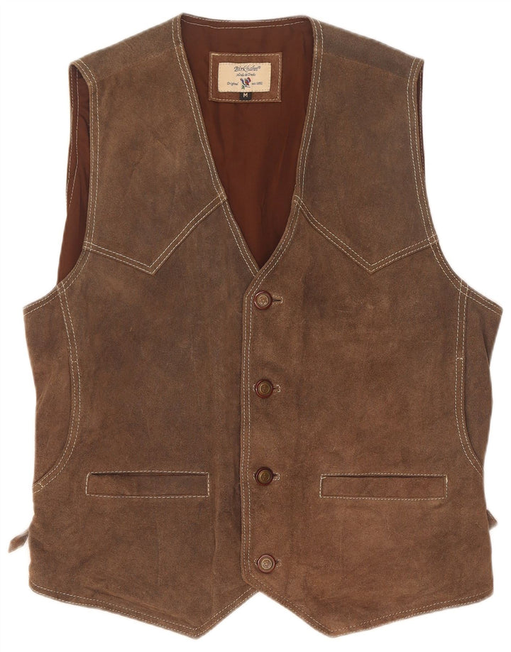 Vintage herre ruskindsvest mellem brunt læder