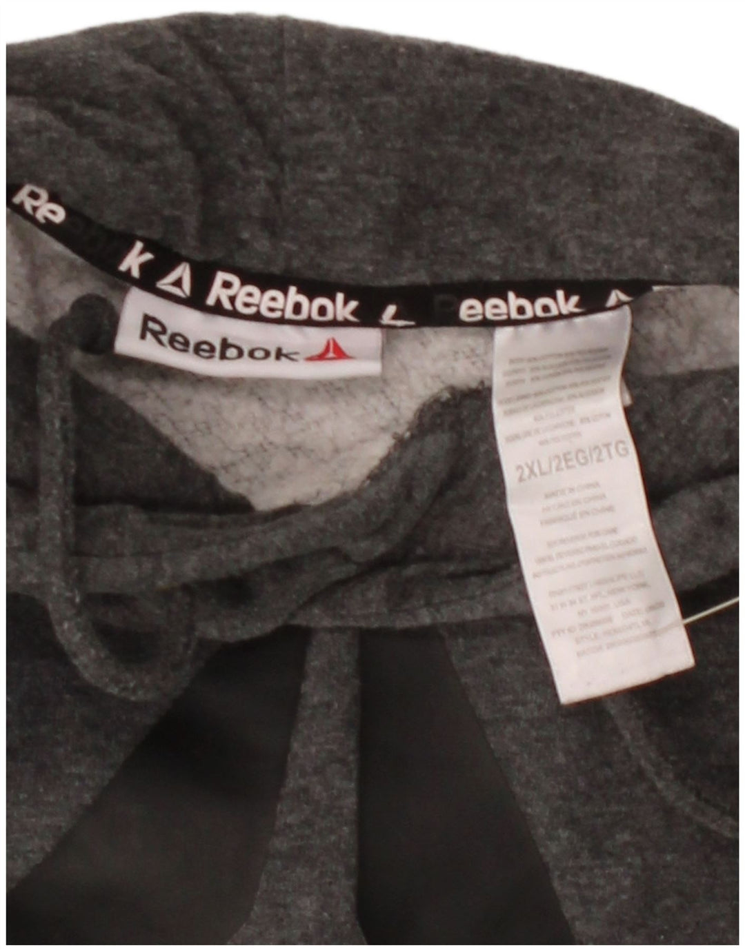 REEBOK Mens Graphic Hoodie Jumper 2XL Grey Cotton