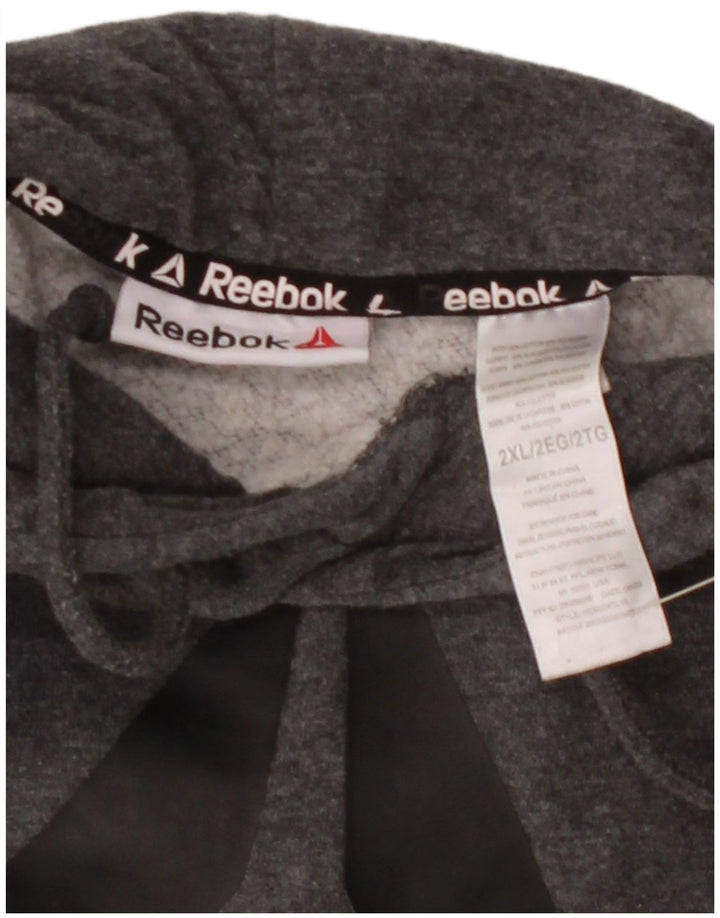 REEBOK Mens Graphic Hoodie Jumper 2XL Grey Cotton