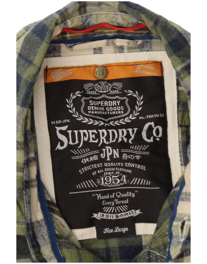 SUPERDRY Flanellskjorte til mænd Stor grøn ternet bomuld