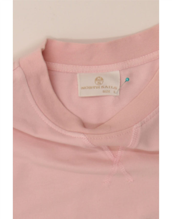 NORTH SAILS Womens Graphic Sweatshirt Jumper UK 14 Large Pink Cotton Vintage North Sails and Second-Hand North Sails from Messina Hembry 
