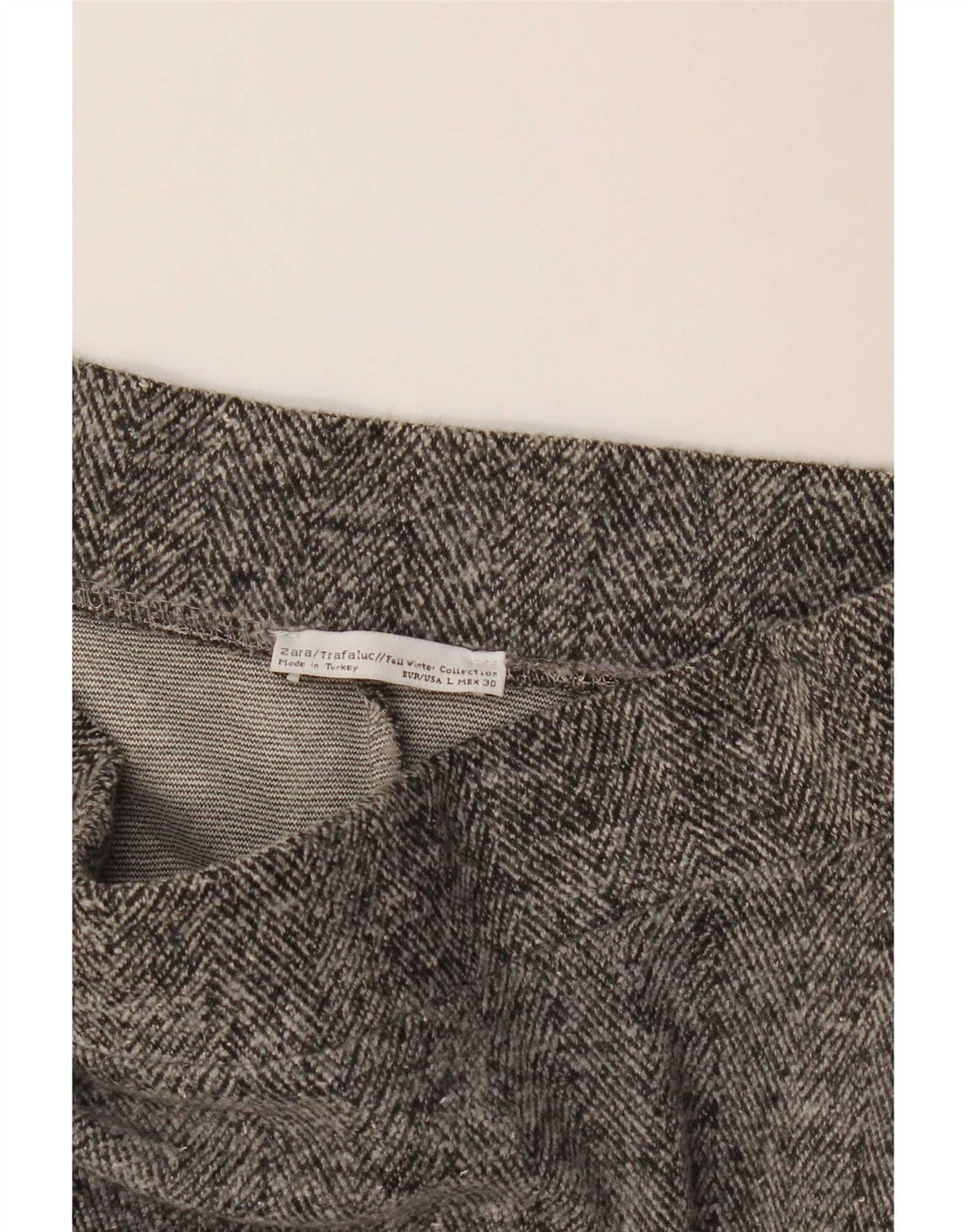 Zara Dame Midi A-Line nederdel Large W32 Grey Herringbone