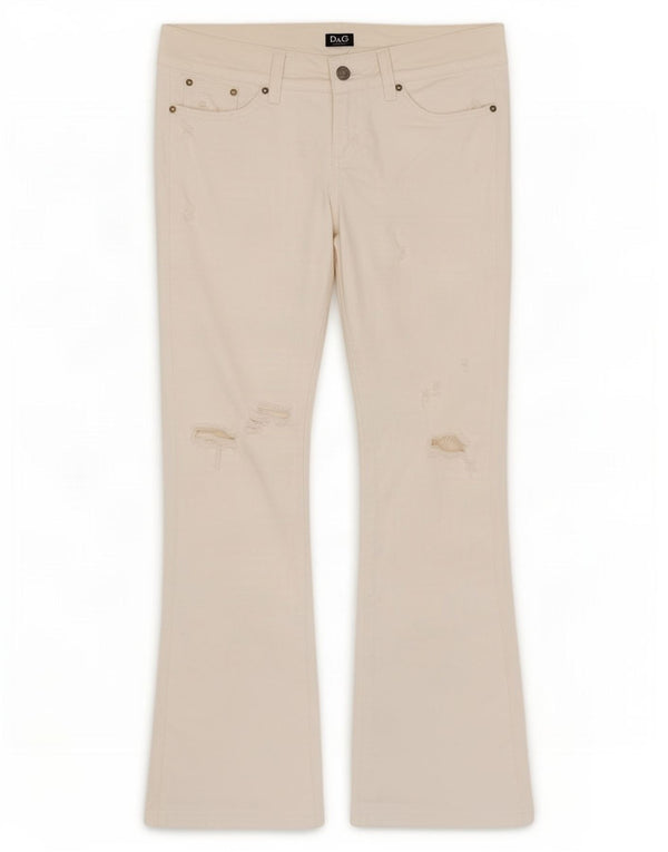 Dolce & Gabbana Dame Ittierre Distressed Bootcut Jeans W29 L32 Hvid