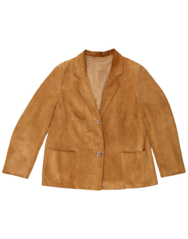 Vintage dame 2-knaps ruskindsblazerjakke UK 14 medium brun