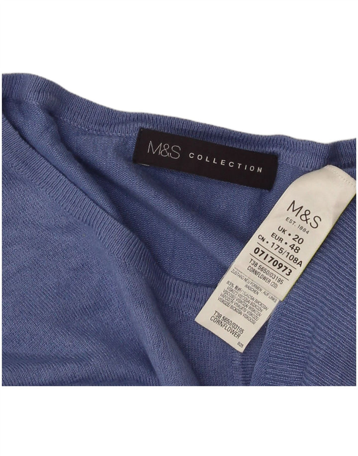 Marks & Spencer Dame Cardigan Sweater UK 20 2XL Blå Viscose
