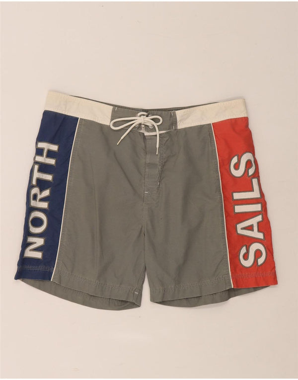 North Sails Herre grafiske svømmeshorts XL Grå Colourblock Bomuld