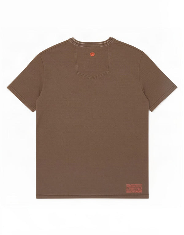 Fat Face Herre grafisk T-shirt Top Medium Brun Flecked Bomuld