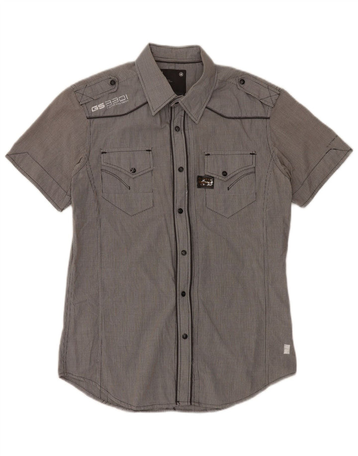 G-Star Herre Kortærmet Military Shirt Medium Grey Gingham Cotton