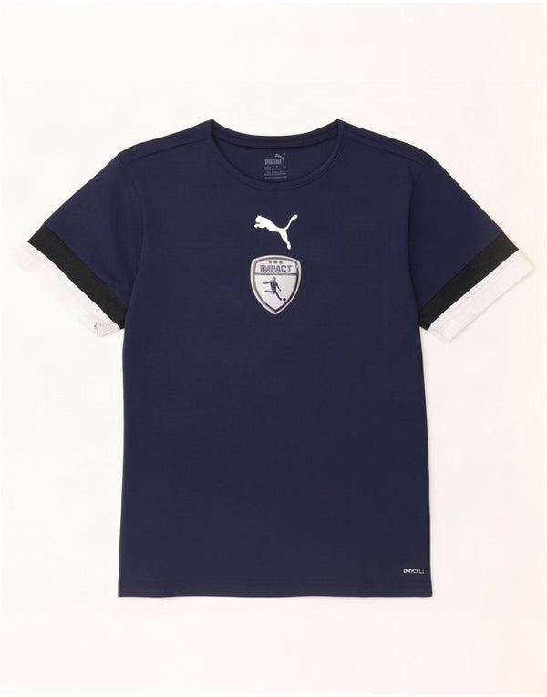 Puma Boys Grafisk T-Shirt Top 13-14 år Navy Blue Colourblock Polyester