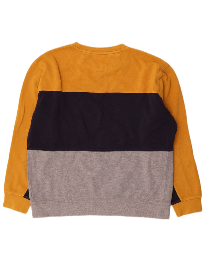 Zara Herre Sweatshirt Jumper Stor Gul Colourblock Bomuld