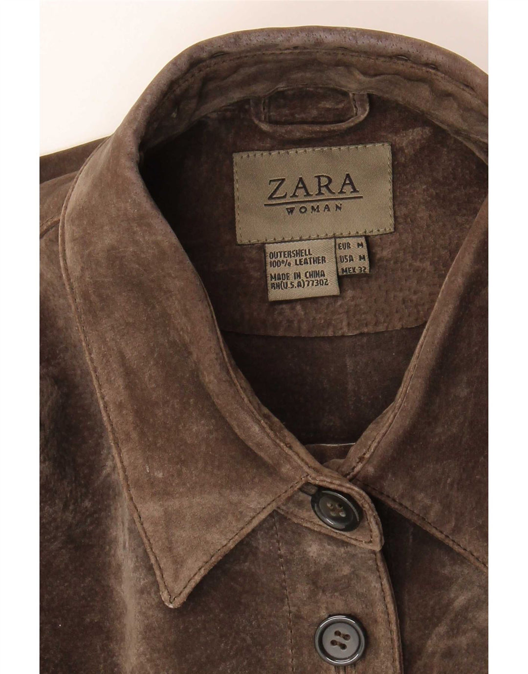 Zara Dame Ruskindsjakke UK 14 Medium Brun Læder