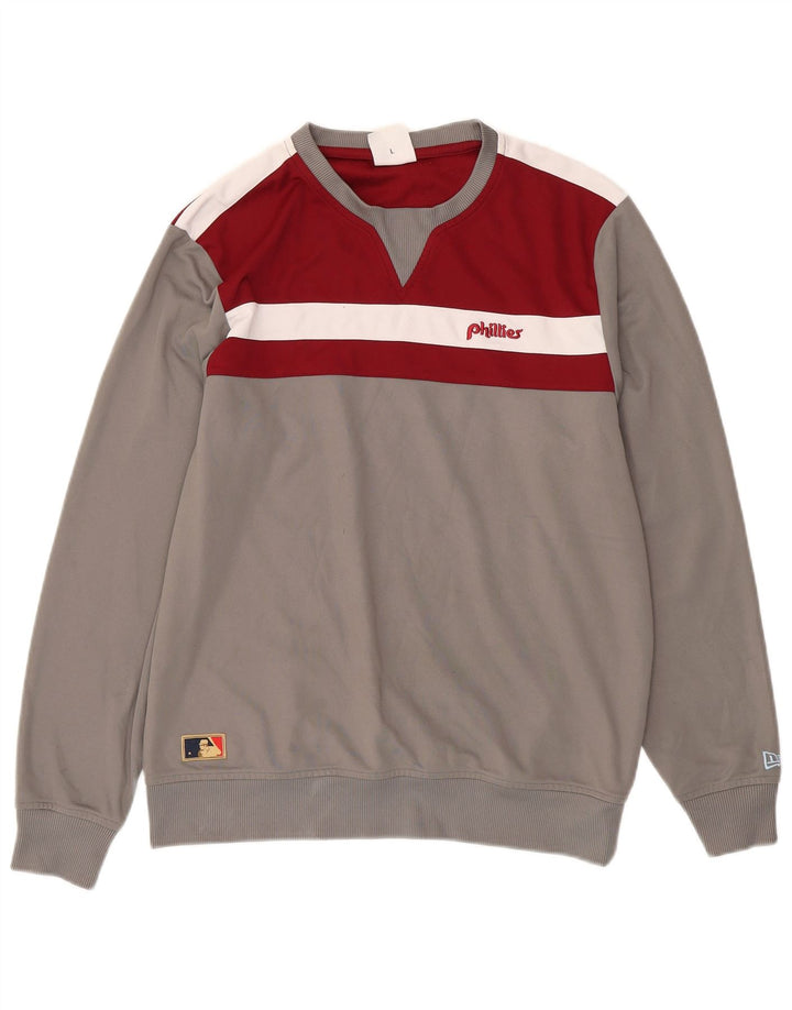 NEW ERA Cooperstown Sweatshirt Jumper Large Grå Colourblock