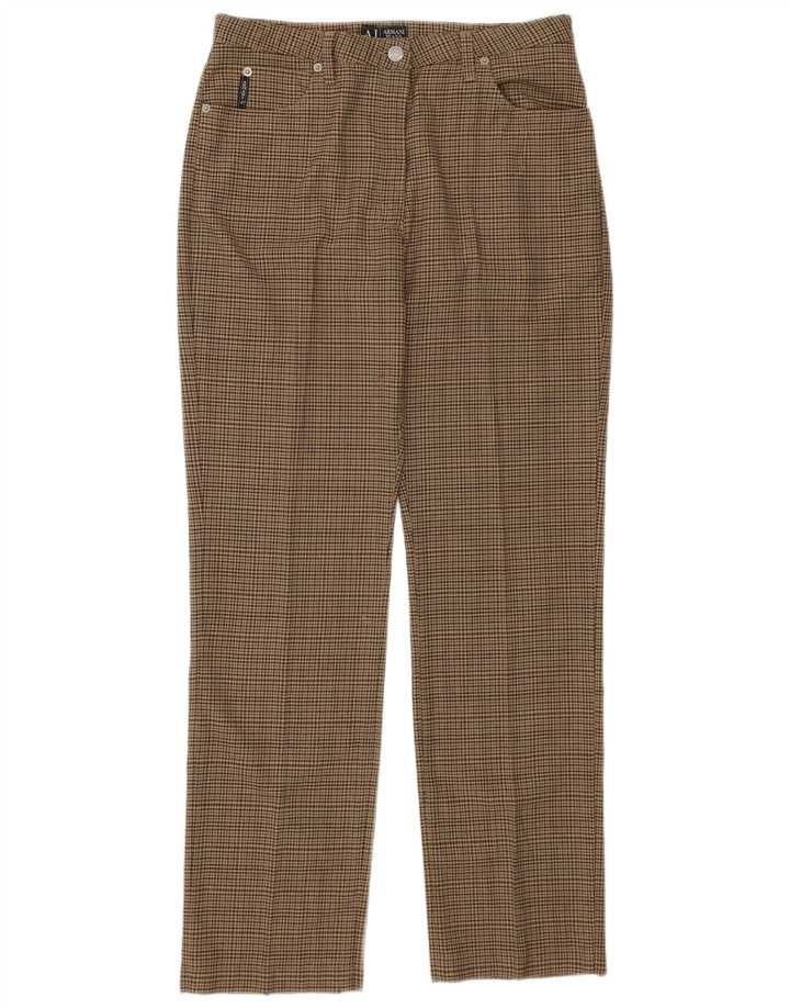 Armani Lige Casual Bukser til kvinder W31 L30 Grøn Houndstooth Polyester