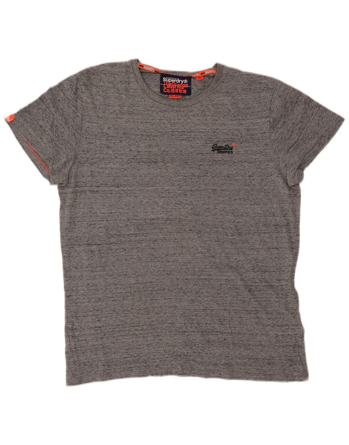 Superdry Herre grafisk T-shirt Top 2XL Grå Flecked Bomuld