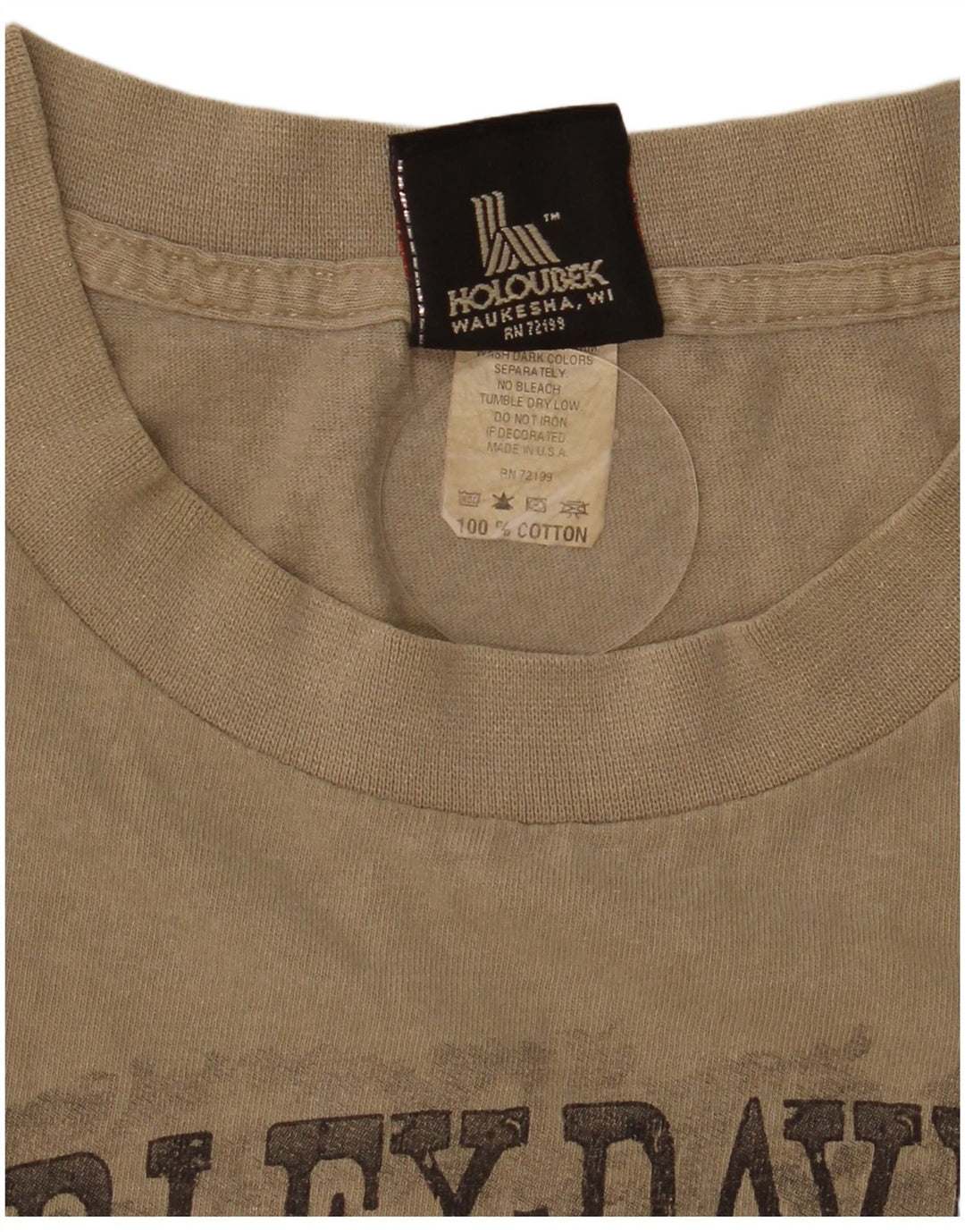 Harley Davidson Herre grafisk T-shirt Top Medium Beige Bomuld