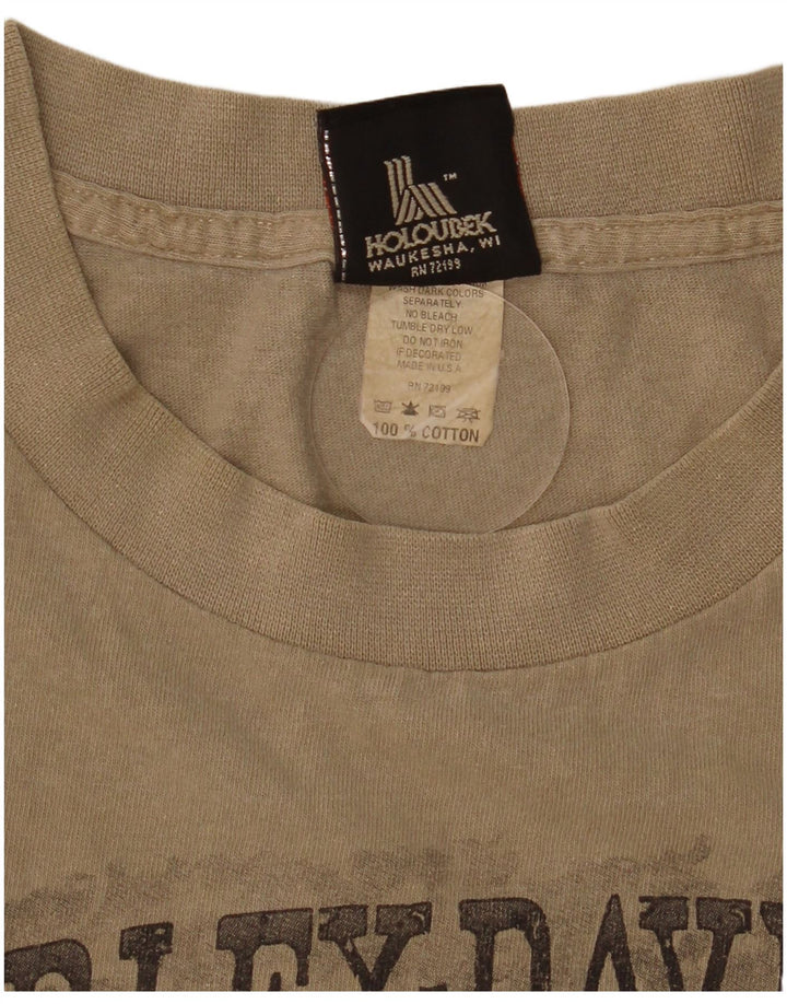 Harley Davidson Herre grafisk T-shirt Top Medium Beige Bomuld