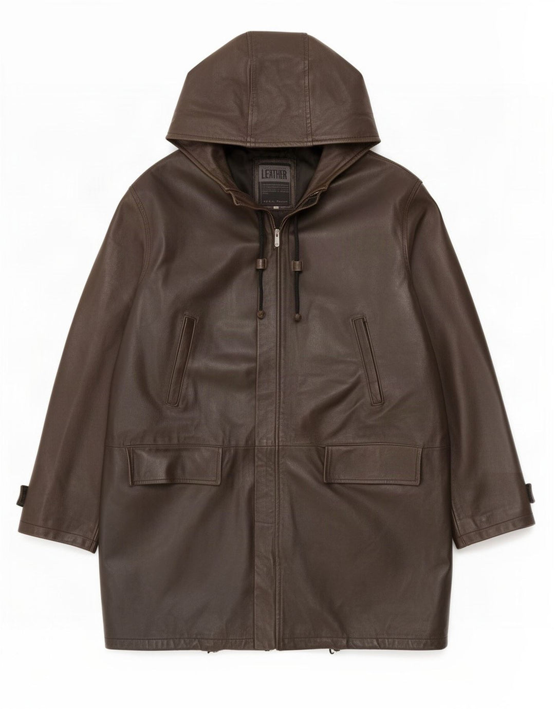 Metropolitan Herre Hooded Læderfrakke IT 54 2XL Brun