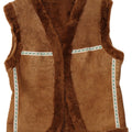 Vintage Dame Shearling Gilet UK 12 Medium Brown Geometric