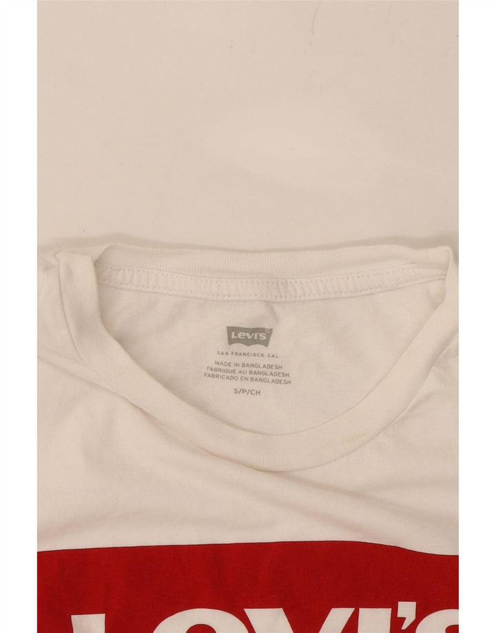 LEVI'S Womens Graphic T-Shirt Top UK 10 Small White Cotton Vintage Levi's and Second-Hand Levi's from Messina Hembry 