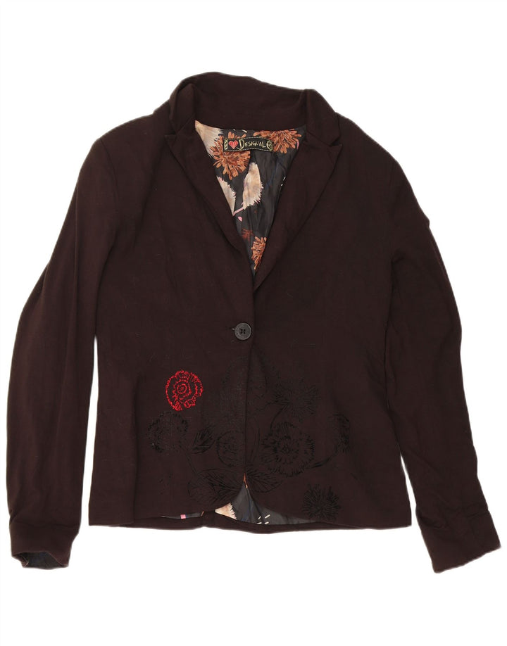 Desigual Dame 1-knaps blazerjakke EU 40 Medium Black Floral