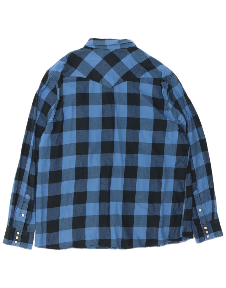 Wrangler Herre Regular Fit Flannel Shirt XL Blue Gingham Cotton