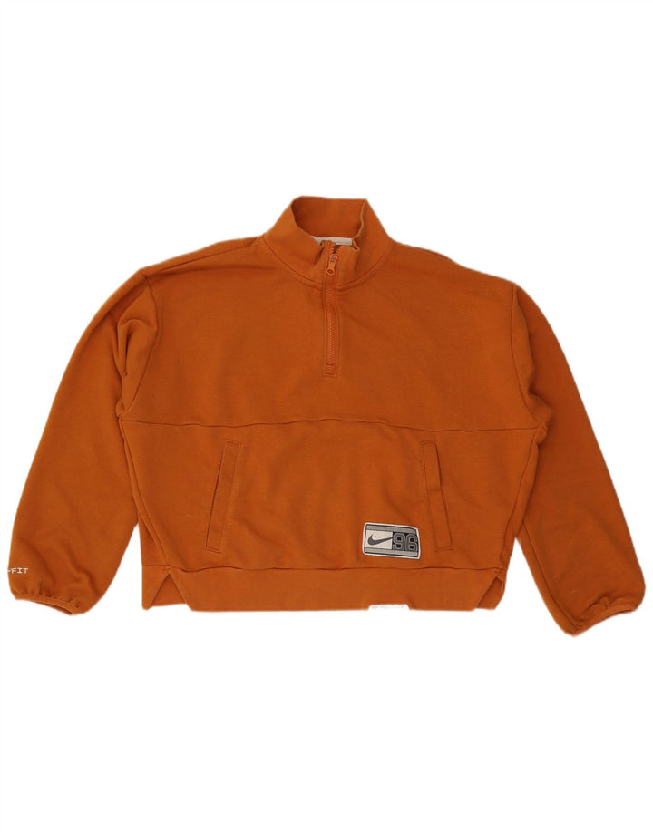 Nike Dame Dri Fit Grafisk Oversized Sweatshirt Jumper UK 10 Small Orange