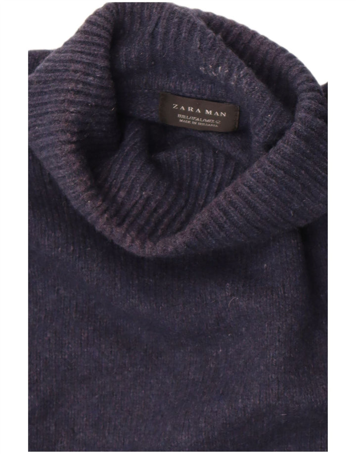Zara Herre rullehals sweater stor marineblå