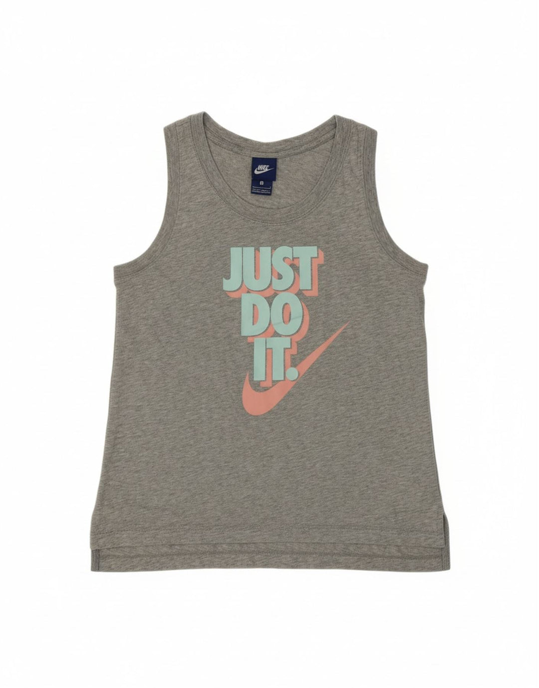 NIKE Womens Graphic Vest Top UK 10 Small Grey Polyester