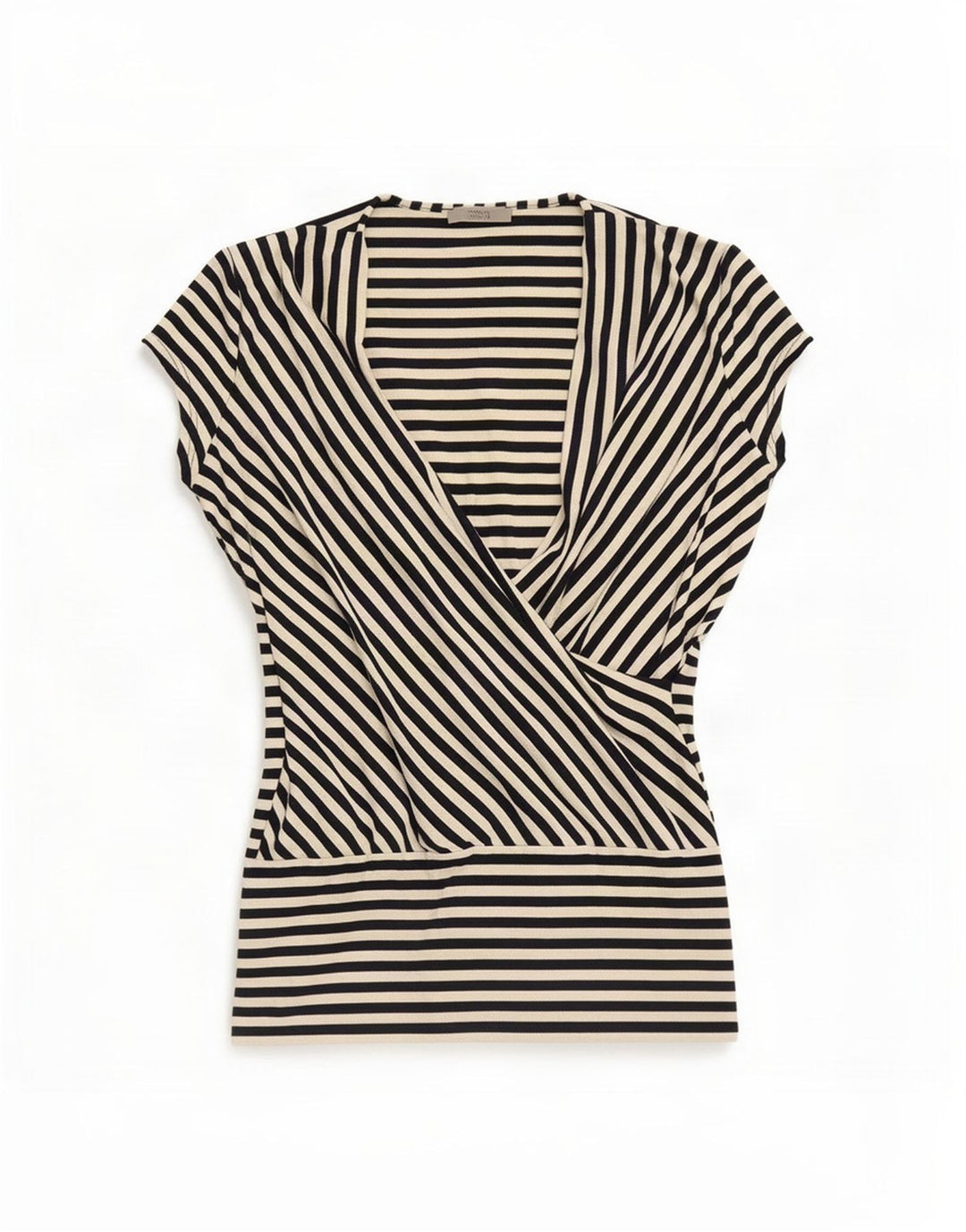 Marks & Spencer Damebluse Top UK 16 Stor Sort Stribet Viscose