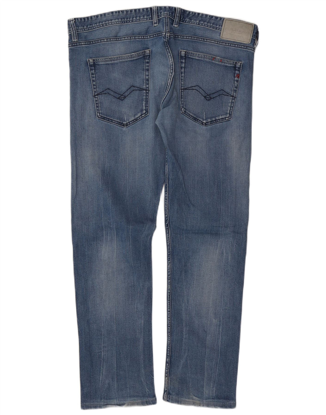 REPLAY Herre Straight Jeans W38 L29 Blå Bomuld