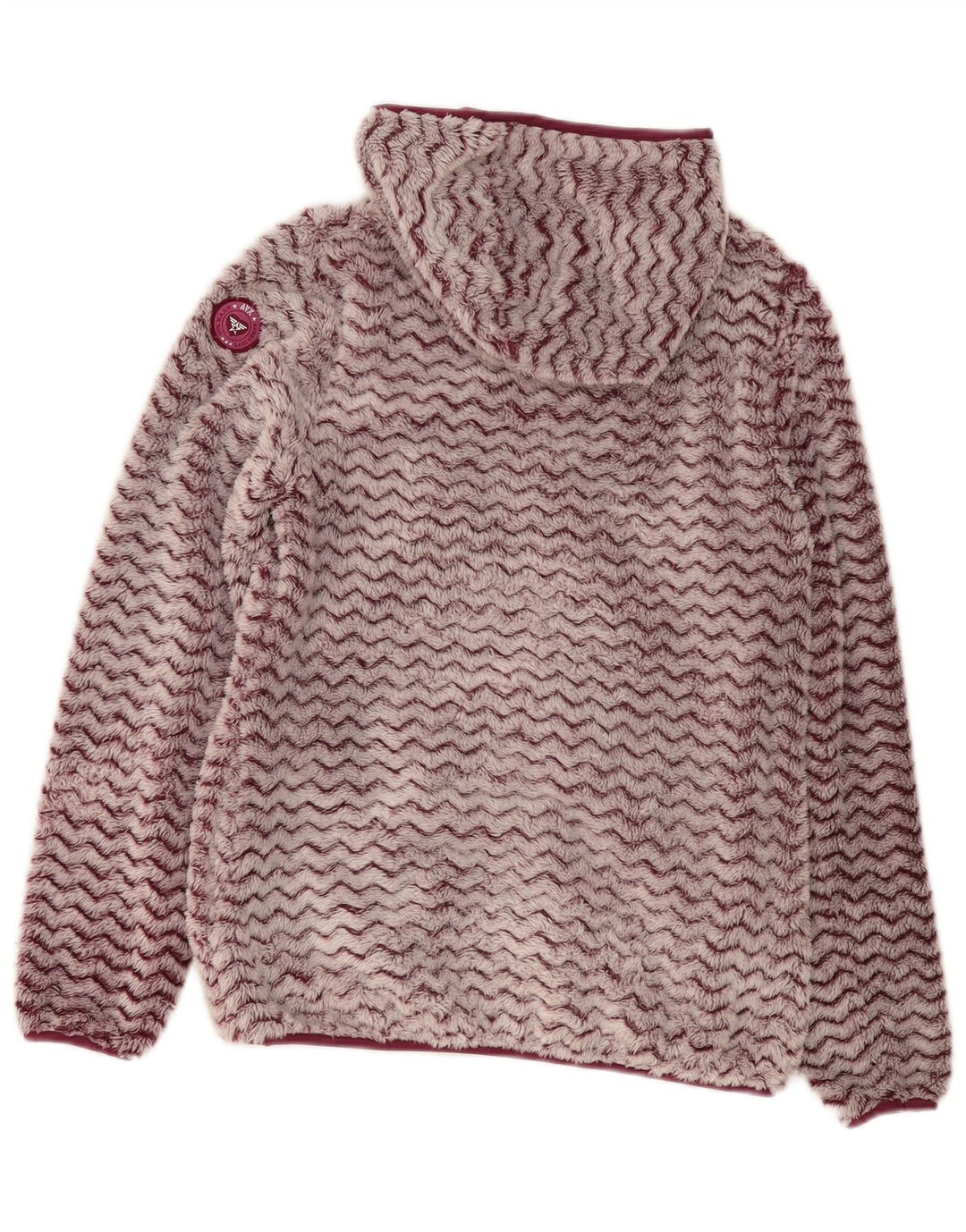 Avirex dame fleecejakke med hætte UK 12 Medium Burgundy Chevron Polyester