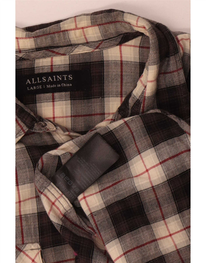 All Saints Herre Flanelskjorte Stor sort ternet bomuld