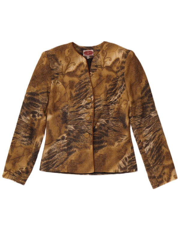 Vintage Womens 3 Button Blazer Jacket IT 42 Medium Brown Animal Print