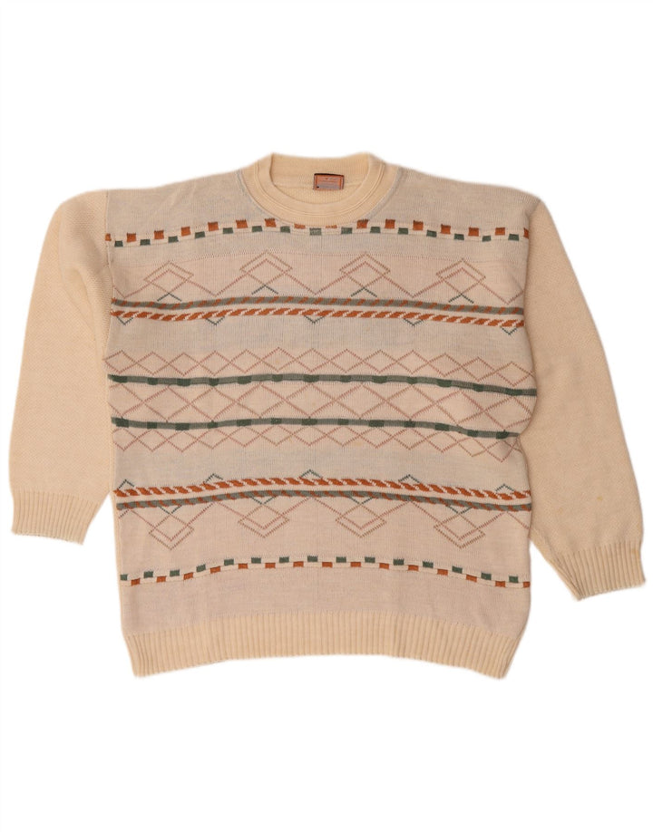 Bernardi Herre Crew Neck Jumper Sweater XL Off White stribet