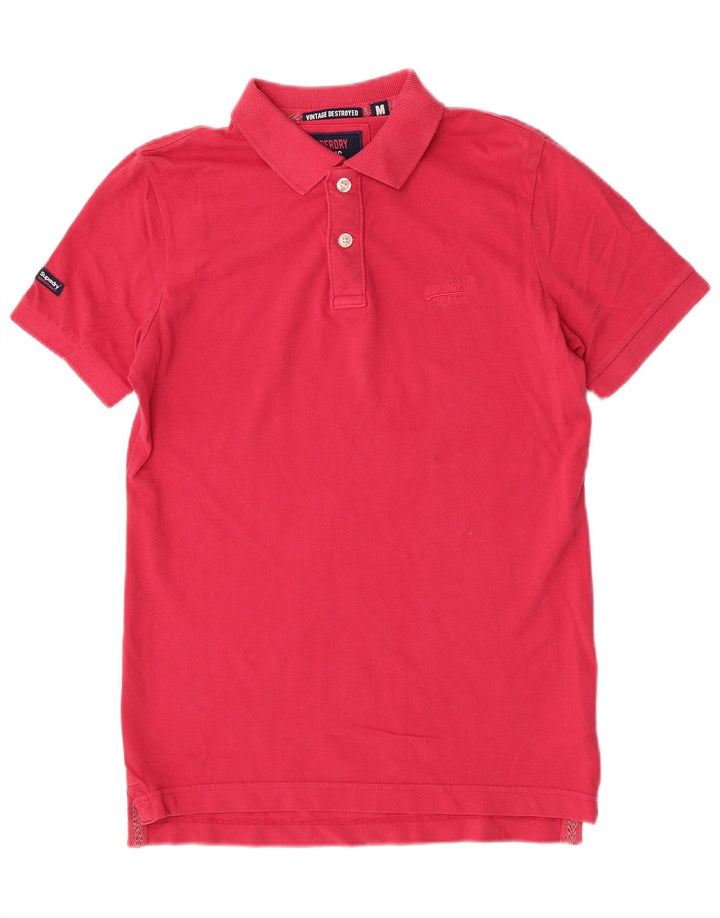 Superdry kortærmet poloshirt til mænd Medium Pink Bomuld
