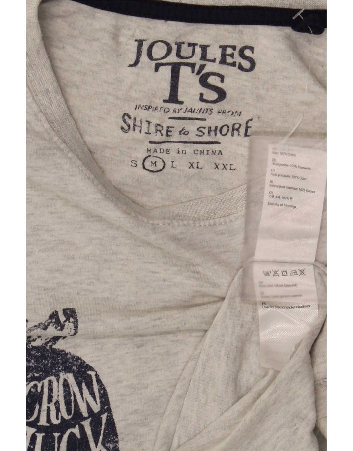 Joules Herre grafisk T-shirt Top mellemgrå bomuld