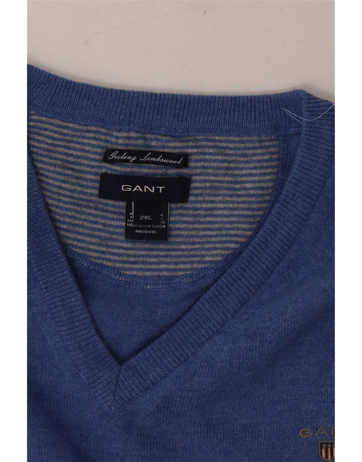 Gant Herre V-hals sweater 2XL Blå Uld