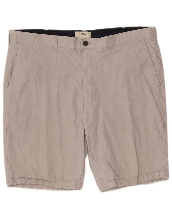 Marks & Spencer Chino Shorts til mænd W40 XL Grå nålestribet bomuld